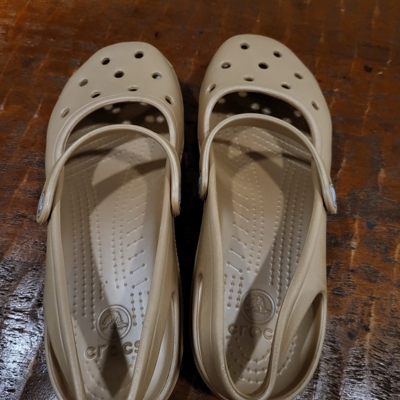 Beige Crocs Mary Jane Women Shoes - Picture 6 of 6